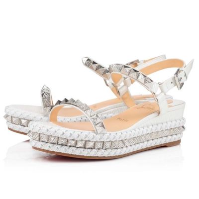 Alpargatas Pyraclou Christian Louboutin Mujer - Blancos - 1210982BK01